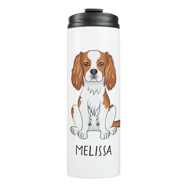 Blenheim Cavalier King Charles Spaniel Dog & Name Thermosbecher (Vorderseite)