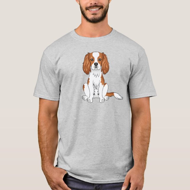 Blenheim Cavalier King Charles Spaniel Dog Sitzen T-Shirt (Vorderseite)