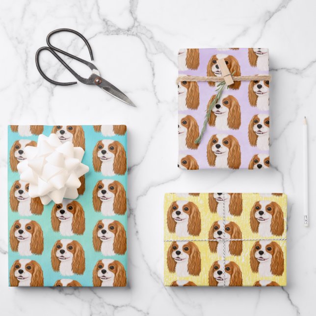 Blenheim Cavalier King Charles Spaniel Geschenk Geschenkpapier Set (Vorderseite)