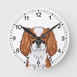 Blenheim Cavalier King Charles Spaniel Head Runde Wanduhr