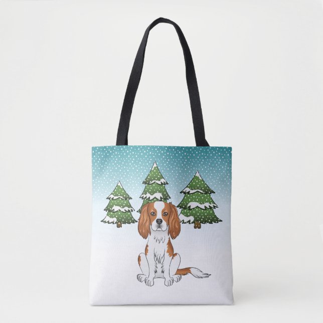 Blenheim Cavalier King Charles Spaniel im Winter (Vorderseite)