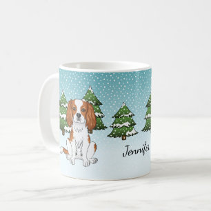 Blenheim Cavalier King Charles Spaniel im Winter Kaffeetasse