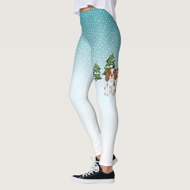 Blenheim Cavalier King Charles Spaniel im Winter Leggings (Links)