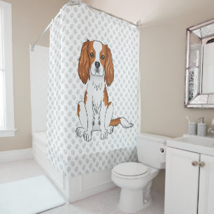 Blenheim Cavalier King Charles Spaniel & Paws Duschvorhang