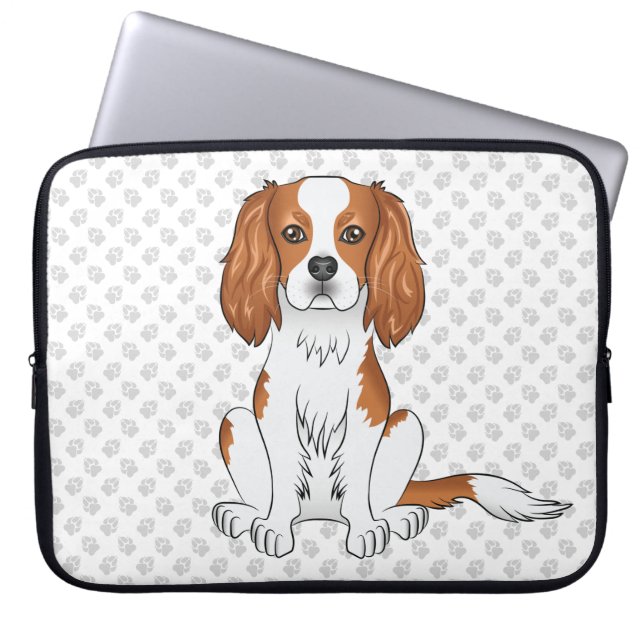 Blenheim Cavalier King Charles Spaniel & Paws Laptopschutzhülle (Vorderseite)