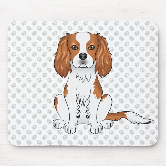 Blenheim Cavalier King Charles Spaniel & Paws Mousepad (Vorne)