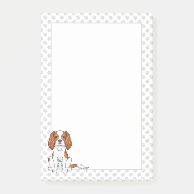 Blenheim Cavalier King Charles Spaniel & Paws Post-it Klebezettel (Vorderseite)