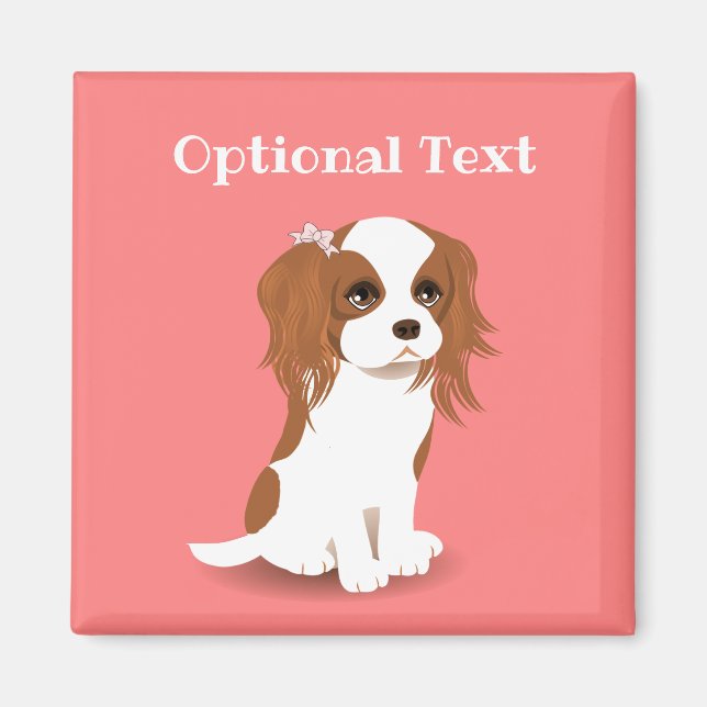 Blenheim Cavalier King Charles Spaniel Pink Magnet (Vorne)