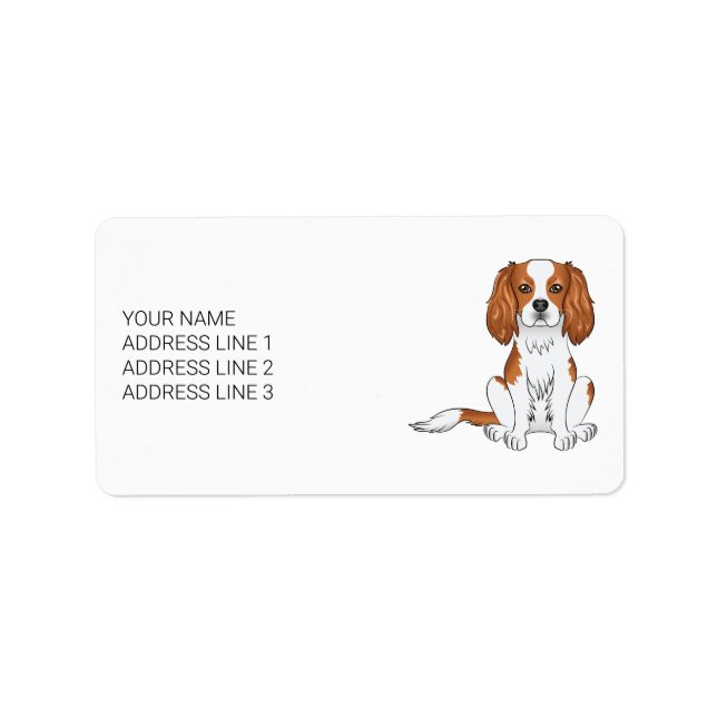 Blenheim Cavalier King Charles Spaniel & Text Adressaufkleber (Vorne)