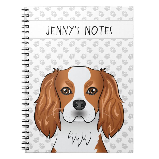 Blenheim Cavalier King Charles Spaniel & Text Notizblock (Vorderseite)