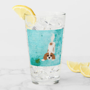 Blenheim Cavalier King Charles Spaniel und Frog Glas