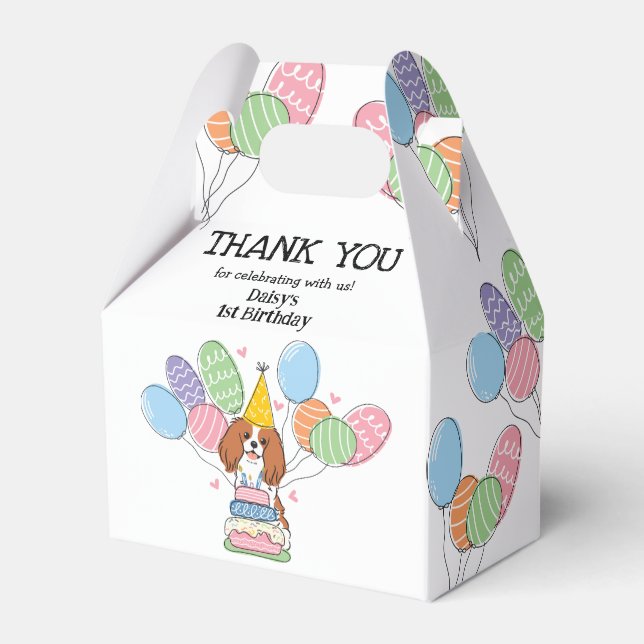 Blenheim Cavalier King Charles Spaniel Vielen Dank Geschenkschachtel (Vorderseite)