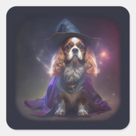 Blenheim Cavalier King Charles Wizard Quadratischer Aufkleber