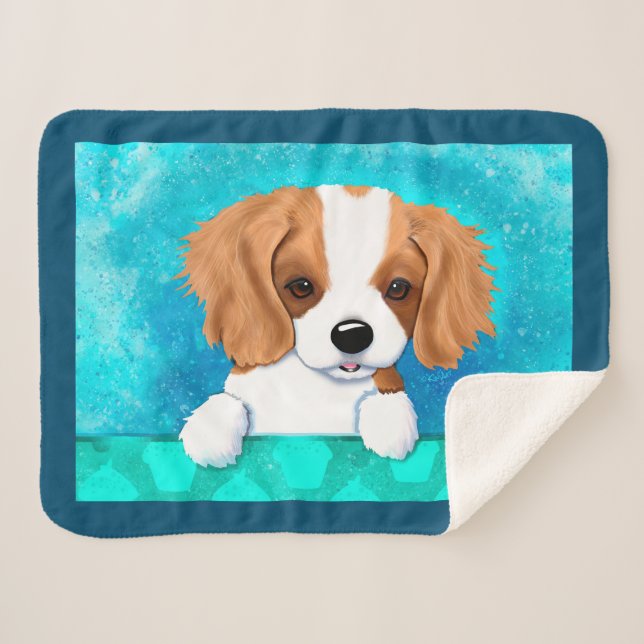 Blenheim Cavalier Spaniel Puppy Sherpadecke (Vorderseite (Horizontal))