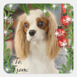 Blenheim Cavalier Weihnachtsgeschenk Tag Sticker