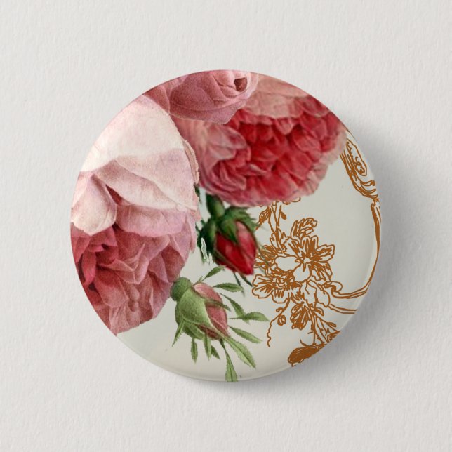 Blenheim-Rose - Sommerhimmel Button (Vorderseite)