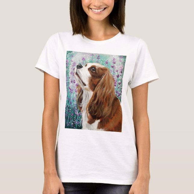 Blenheim unbekümmerter Königcharles Spaniel T-Shirt (Vorderseite)