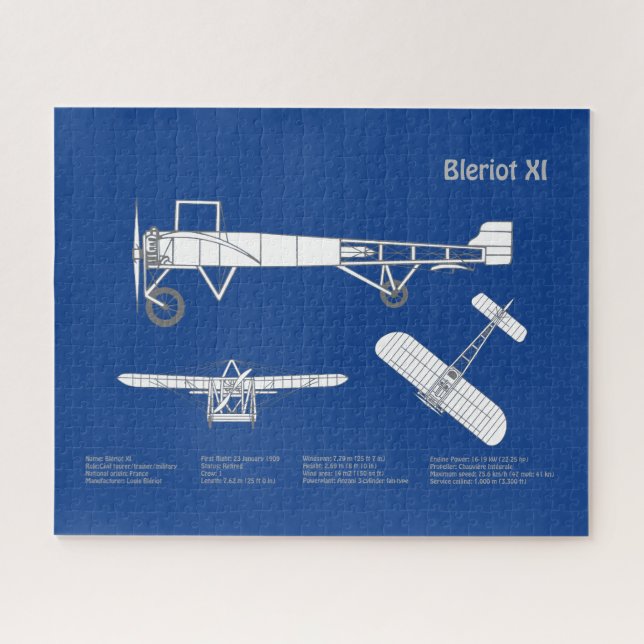 Bleriot XI - Flugzeugkonzeption Zeichnend Pläne AB Puzzle (Horizontal)