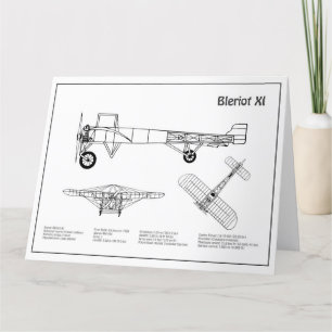 Bleriot XI - Flugzeugkonzeption Zeichnend Pläne BD Dankeskarte