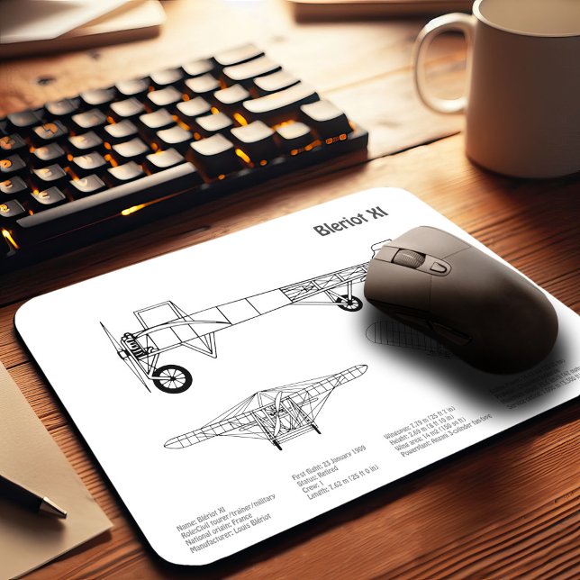Bleriot XI - Flugzeugkonzeption Zeichnend Pläne BD Mousepad (Von Creator hochgeladen)