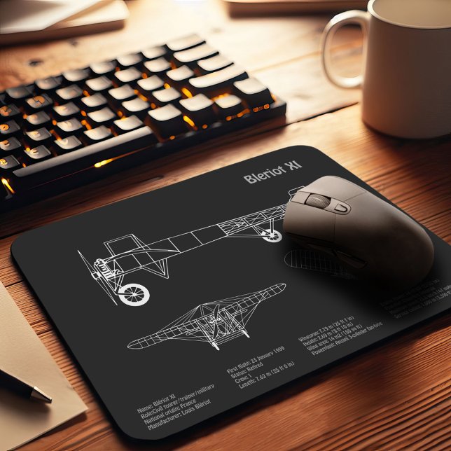 Bleriot XI - Flugzeugkonzeption Zeichnend Pläne PD Mousepad (Von Creator hochgeladen)