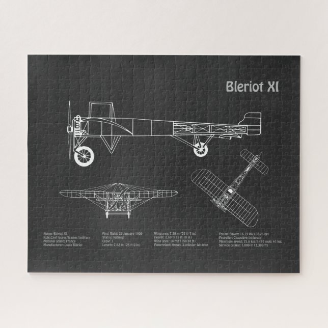 Bleriot XI - Flugzeugkonzeption Zeichnend Pläne PD Puzzle (Horizontal)