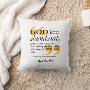 BLESS ABUNDANTLY 2 Cor 9 8 Positive Aussage Kissen