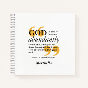 BLESS ABUNDANTLY 2 Cor 9 8 Positive Aussage Notizbuch
