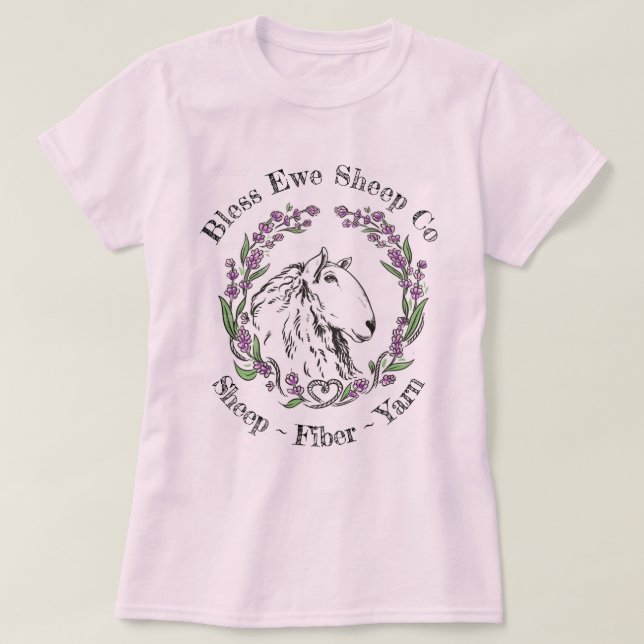 Bless Ewe Sheep Co - Lavender Sheep Logo T - Shirt (Design vorne)