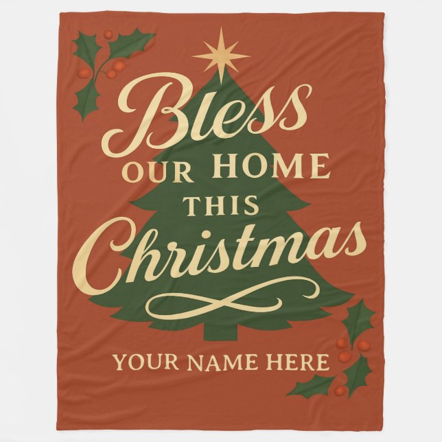 Bless Our Home Christmas Personalized Blanket Fleecedecke (Vorderseite)