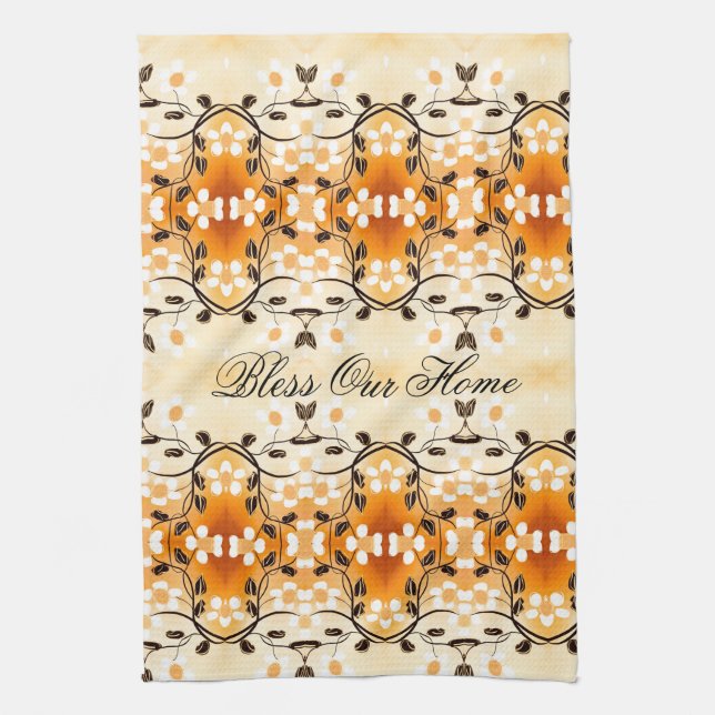 Bless unser Zuhause-Blumenteppichhandtuch Küchentuch (Vertikal)