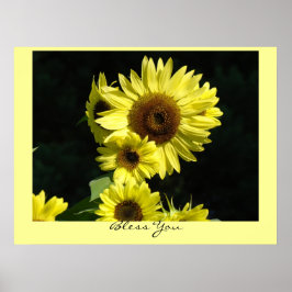 Bless You art prints Yellow Sunflower Garden Poster