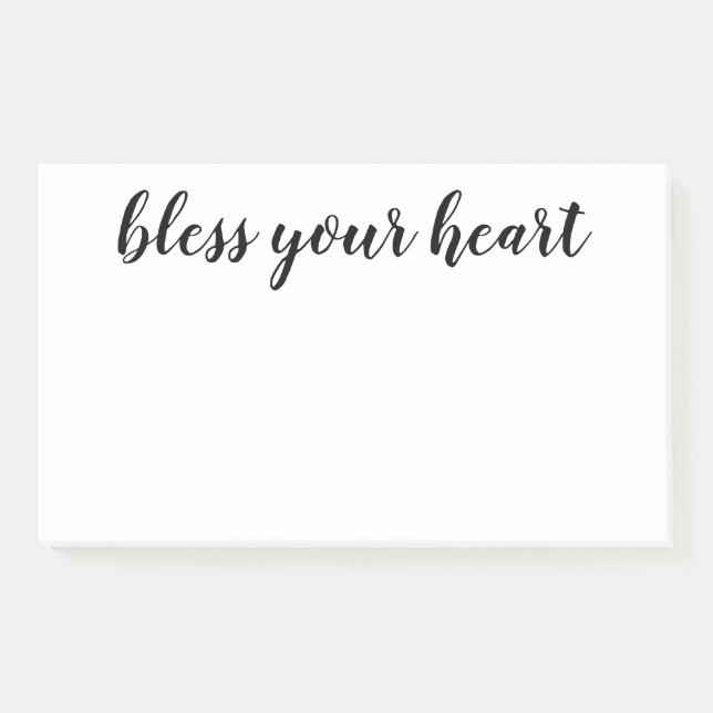 Bless Your Heart Schwarze Schrift Post-it Klebezettel (Vorderseite)