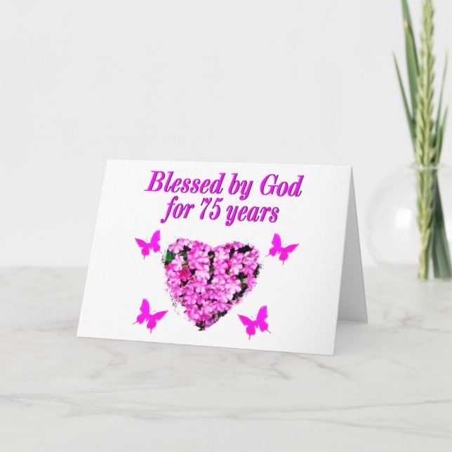 BLESSED 75. GEBURTSTAG KARTE (Vorderseite)
