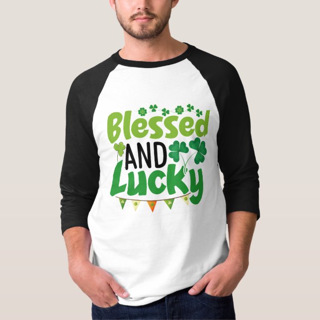 Blessed And Lucky St. Patrick’s Day Design-61103 T-Shirt (Vorderseite)