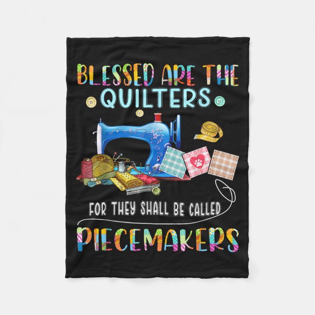Blessed Are The Quilters Funny Sewing Quote Gift  Fleecedecke (Vorderseite)