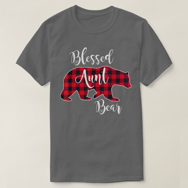 Blessed Aunt Bear Buffalo Check Plaid Pattern Aunt T-Shirt (Design vorne)