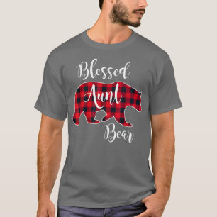 Blessed Aunt Bear Buffalo Check Plaid Pattern Aunt T-Shirt