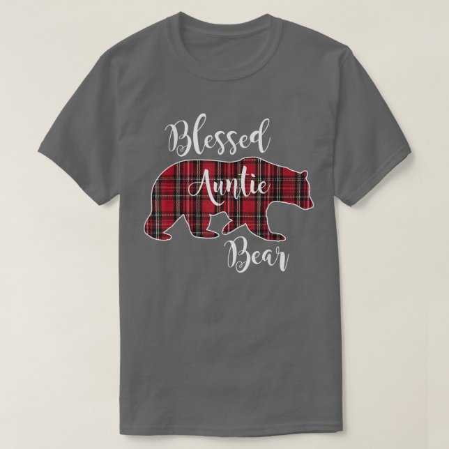 Blessed Auntie Bear Red Tartan Plaid Pattern Fun A T-Shirt (Design vorne)
