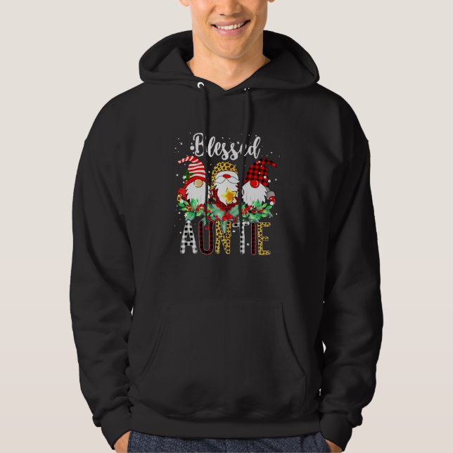 Blessed Auntie Gnomes Christmas Leopard Buffalo Pl Hoodie (Vorderseite)