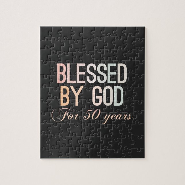 Blessed by God for 50 years, 50th birthday design Puzzle (Vertikal)