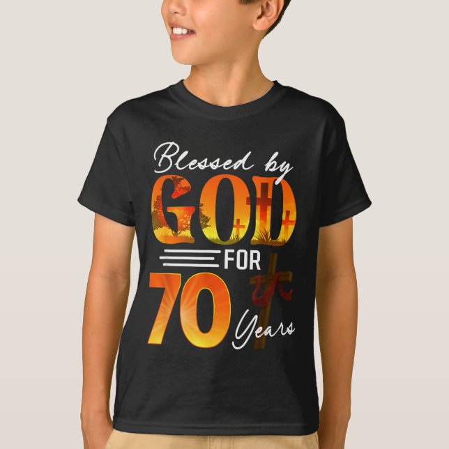 Blessed By God For 70 Years Old Gift 70th Birthday T-Shirt (Vorderseite)