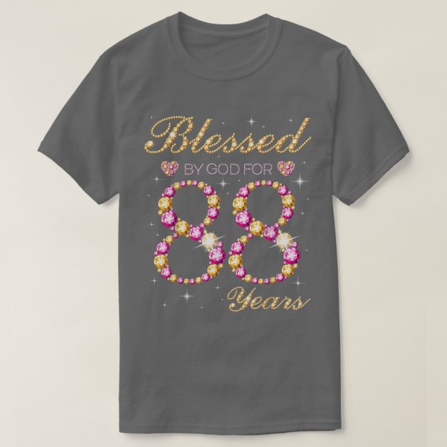 Blessed By God For 88 Years Old Birthday Party  T-Shirt (Design vorne)