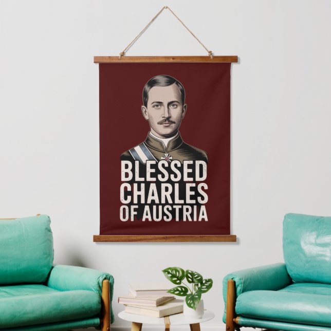 Blessed Charles of Austria Catholic Empire  Wandteppich Mit Holzrahmen (Wohnzimmer)