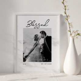 Blessed Couples Monogram Newlywed Gift Poster