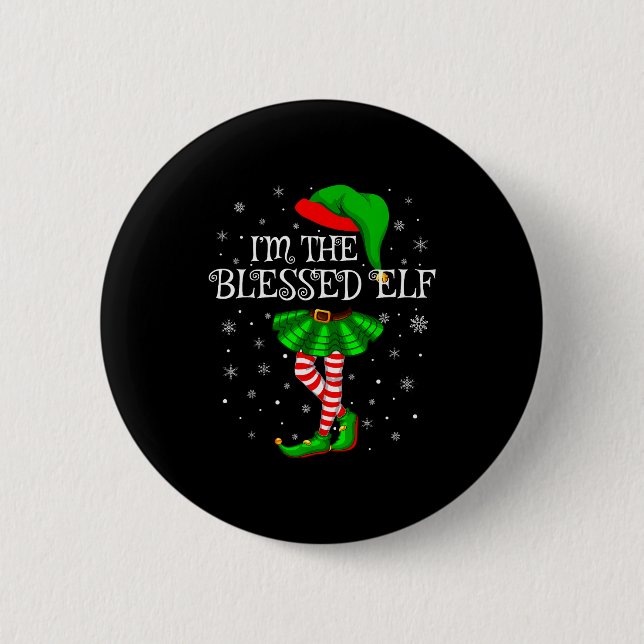 Blessed Elf Christmas Matching Family Women Girls  Button (Vorderseite)