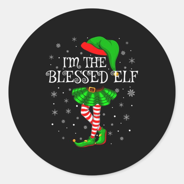 Blessed Elf Christmas Matching Family Women Girls  Runder Aufkleber (Vorderseite)