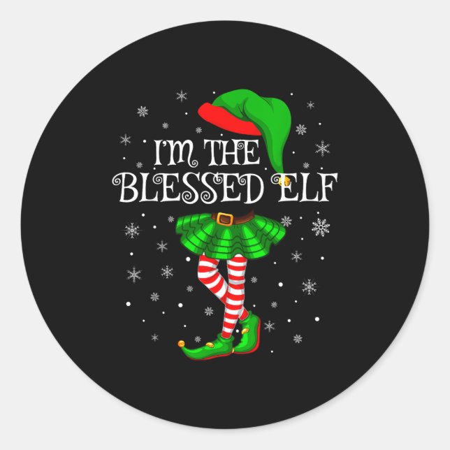 Blessed Elf Christmas Matching Family Women Girls  Runder Aufkleber (Vorderseite)