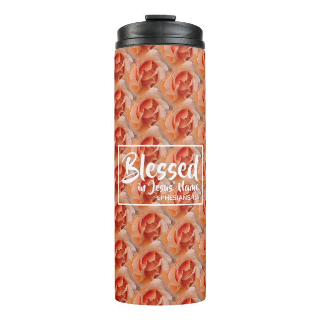 BLESSED Floral Ephesians Christliche Schrift Thermosbecher (Vorderseite)