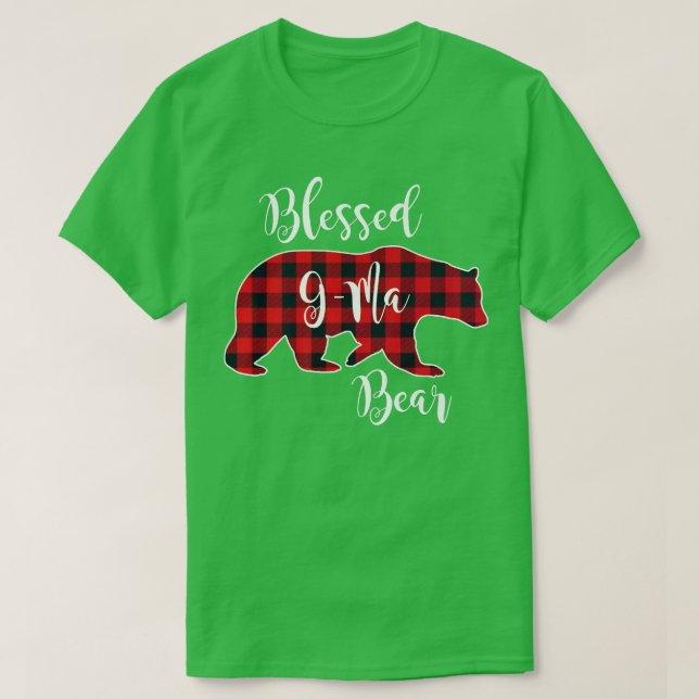 Blessed G-Ma Bear Red Buffalo Check Plaid Fun Gran T-Shirt (Design vorne)